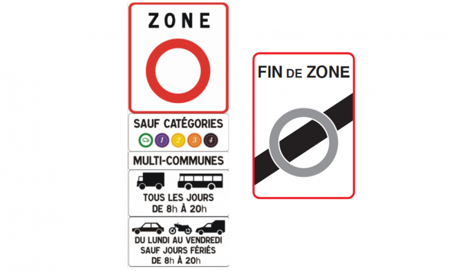 Panneaux de circulation ZFE