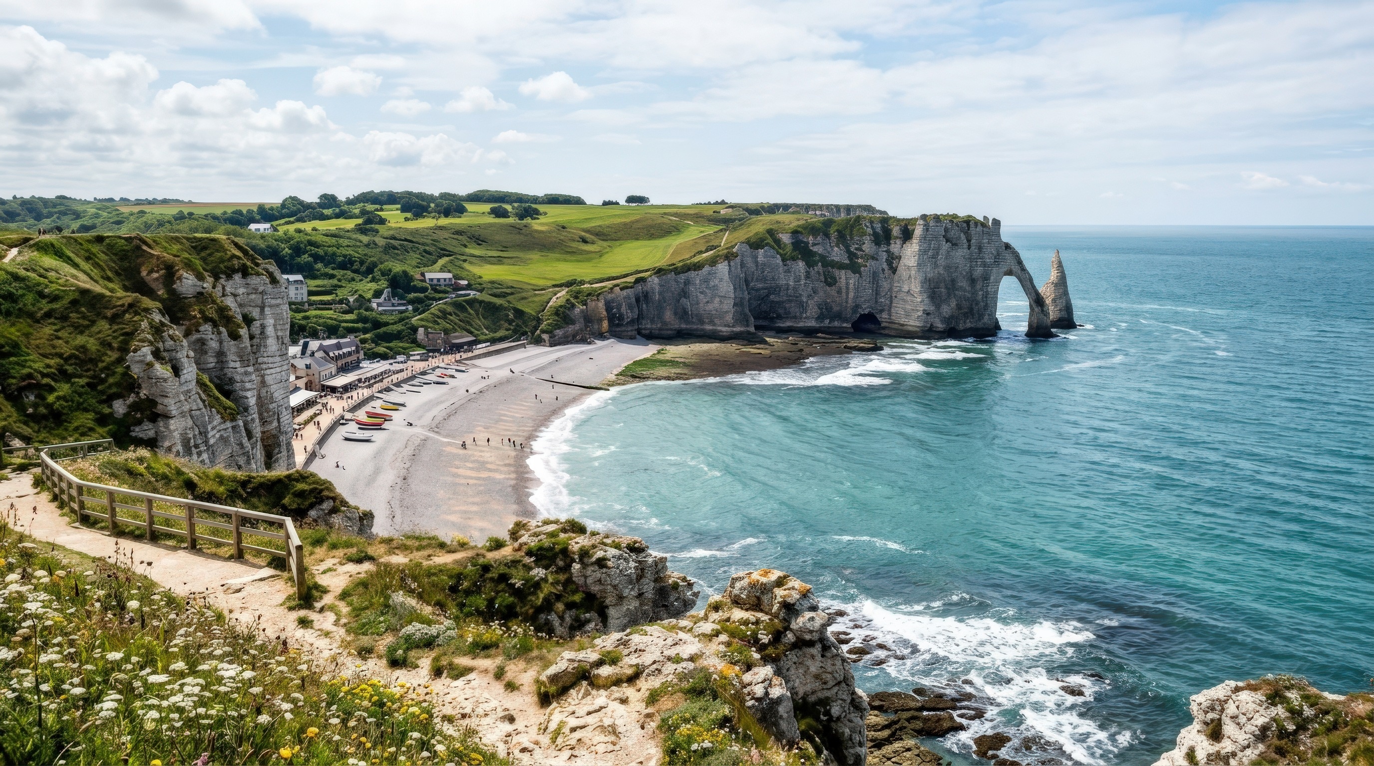 Les falaises d'Étretat en Normandie, road trip moto