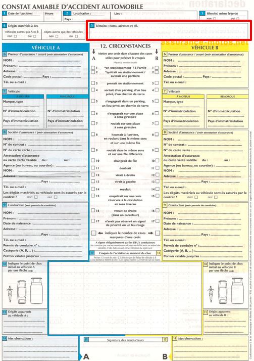 Formulaire de constat