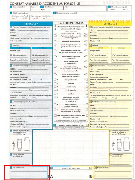 Constat amiable d'accident automobile - La Capitale assurances